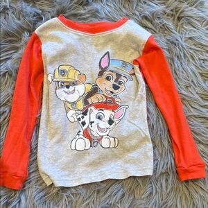 Paw Patrol Gray and Red Long Sleeve Tee with Animated Characters